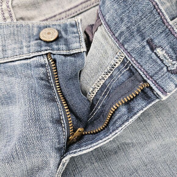 7 for all Mankind Denim Jeans Women's 30 Straight Distressed Med Wash Low USA - Picture 9 of 16